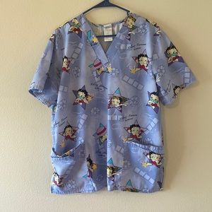 Blue Betty Boop scrub top